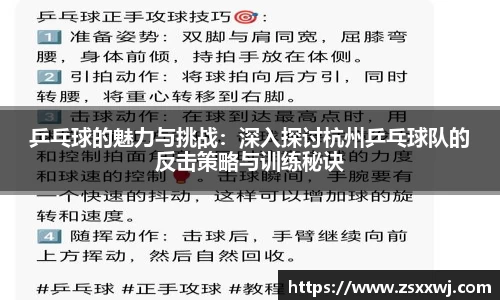 乒乓球的魅力与挑战：深入探讨杭州乒乓球队的反击策略与训练秘诀